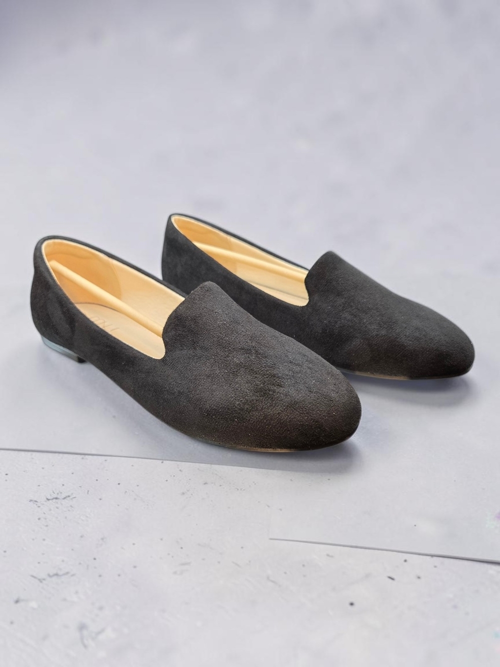 MUSSHOE Classic Black Suede Slip-On Flats/Loafers ♡